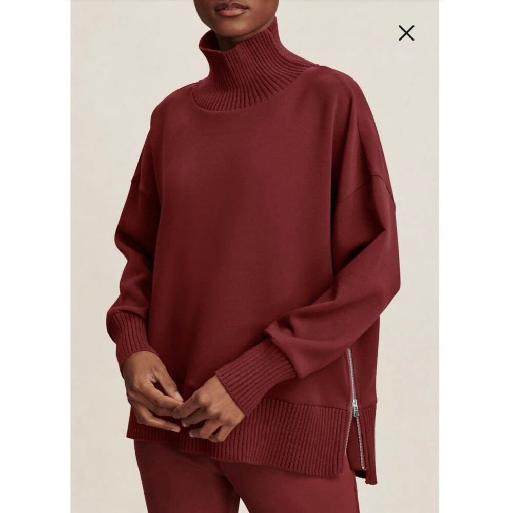 NWOT Women’s Varley Barker Turtleneck Sweatshirt in New Maroon SZ XS